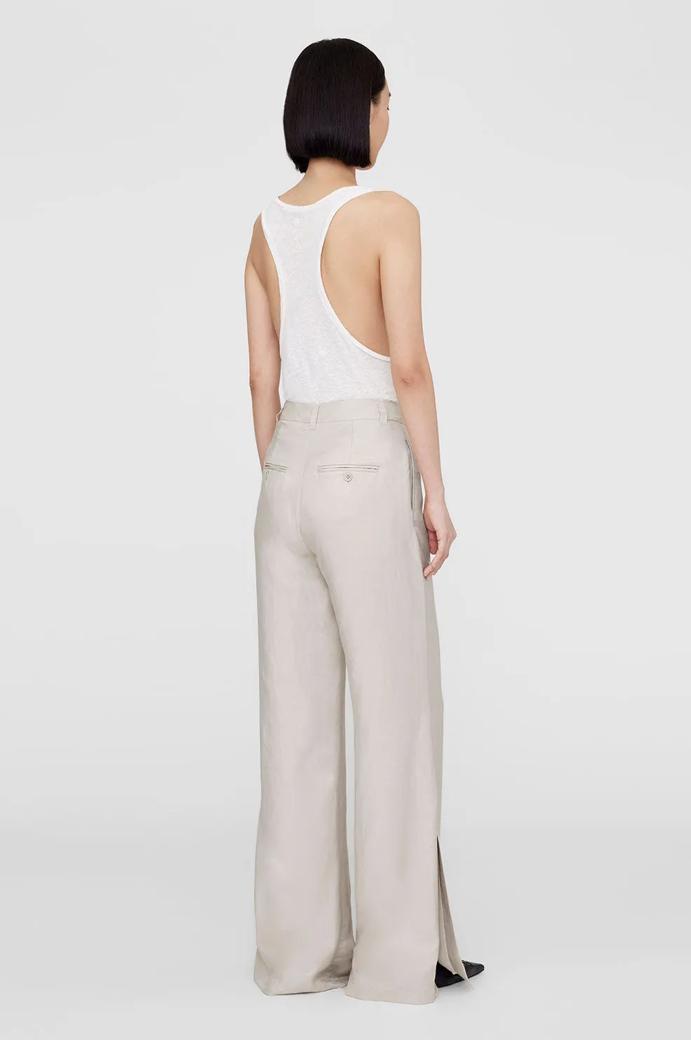 Anine Bing | Lyra Trouser - Dove Linen Blend sold by Sisters & Co product image thumbnail 3