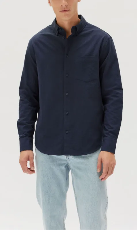 Assembly Label | Seersucker Long Sleeve Shirt - True Navy sold by Sister & Co