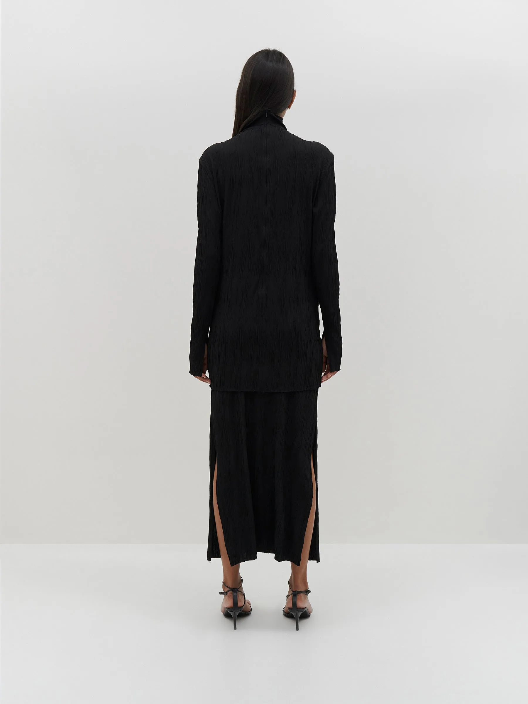 Bassike | Textured Side Split Skirt - Black sold by Sister & Co product image thumbnail 5