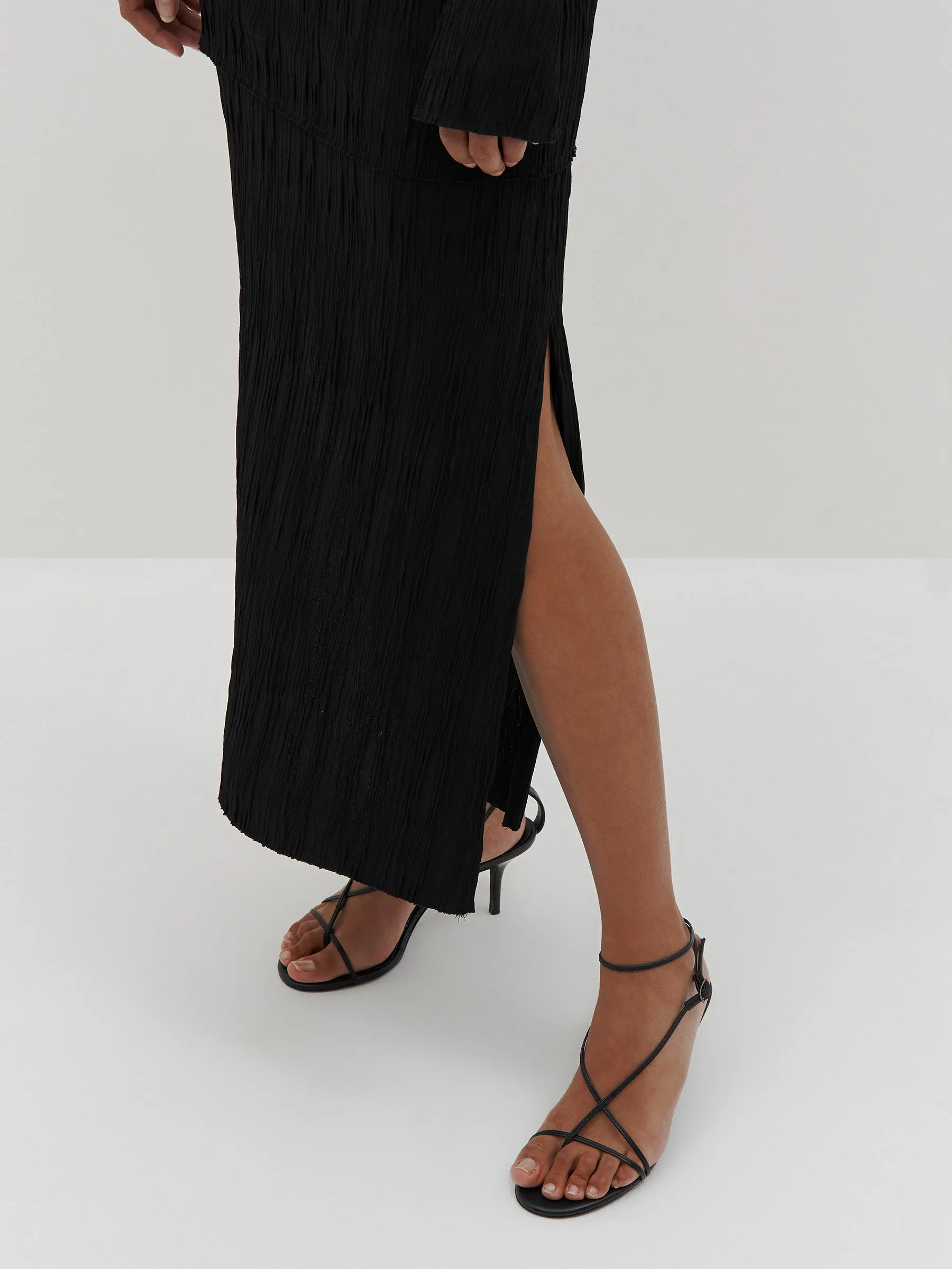 Bassike | Textured Side Split Skirt - Black sold by Sister & Co product image thumbnail 3