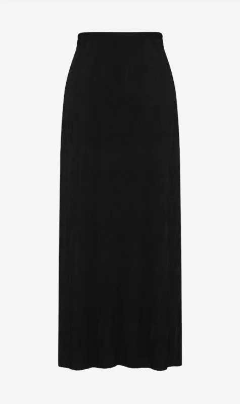 Bassike | Textured Side Split Skirt - Black sold by Sister & Co
