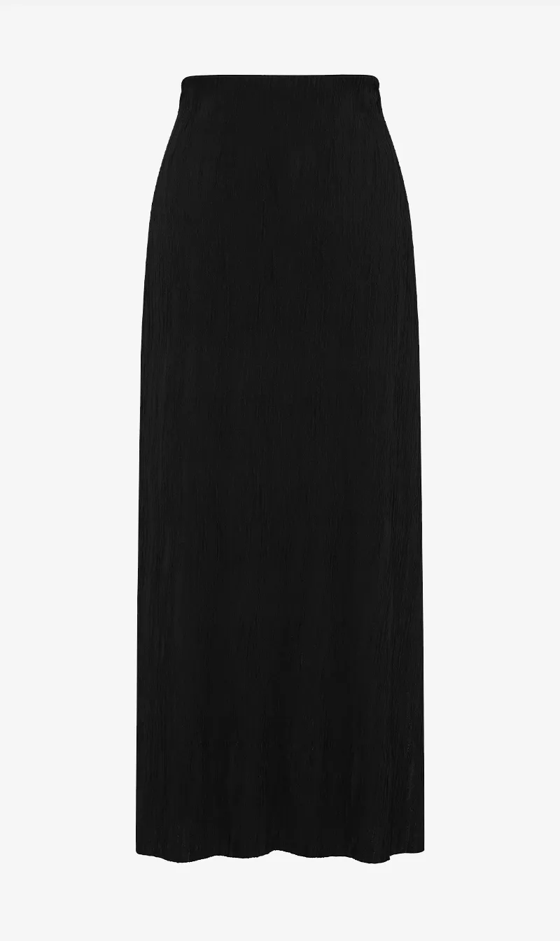 Bassike | Textured Side Split Skirt - Black sold by Sister & Co