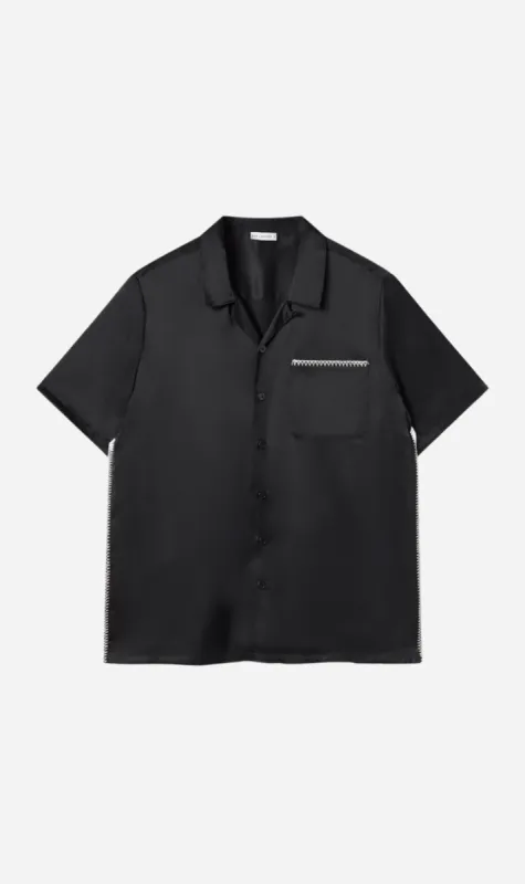 Silk Laundry | Camp Shirt - Blanket Stitch Black sold by Sister & Co