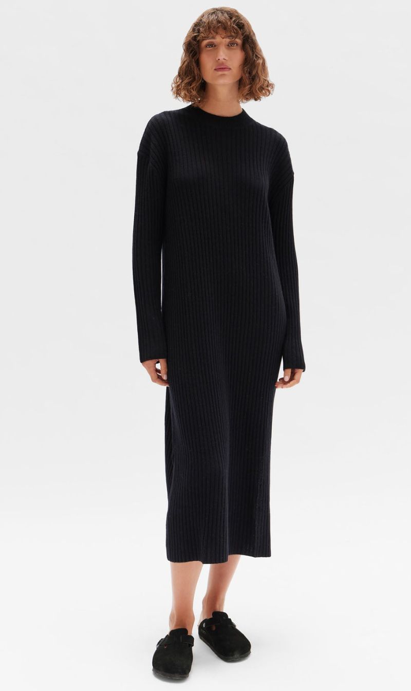 Assembly Label | Wool Cashmere Rib Dress - Black sold by Sister & Co