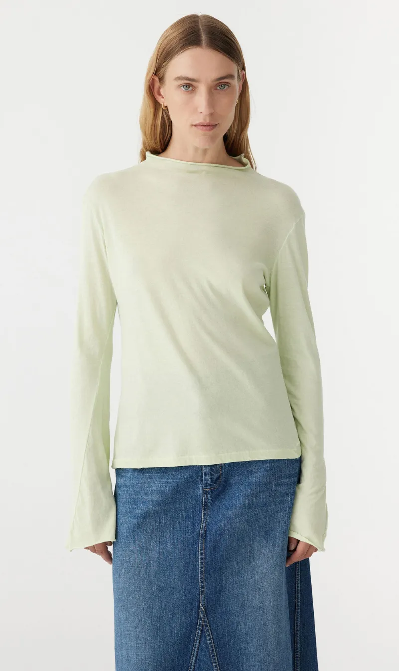 Bassike | Regular Raised Neck Long Sleeve T.Shirt - Light Mint sold by Sister & Co