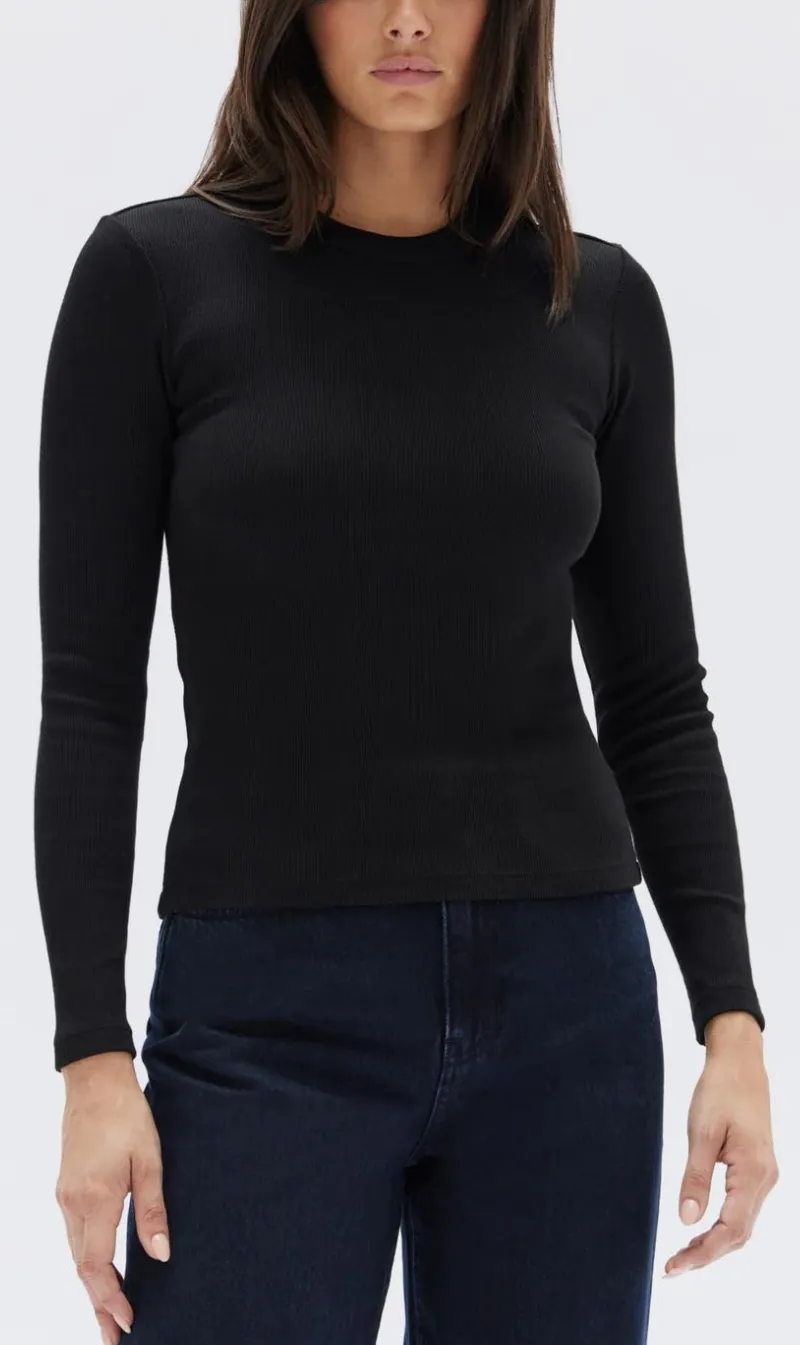 Assembly Label | Miana Organic Long Sleeve Tee - True Black sold by Sister & Co