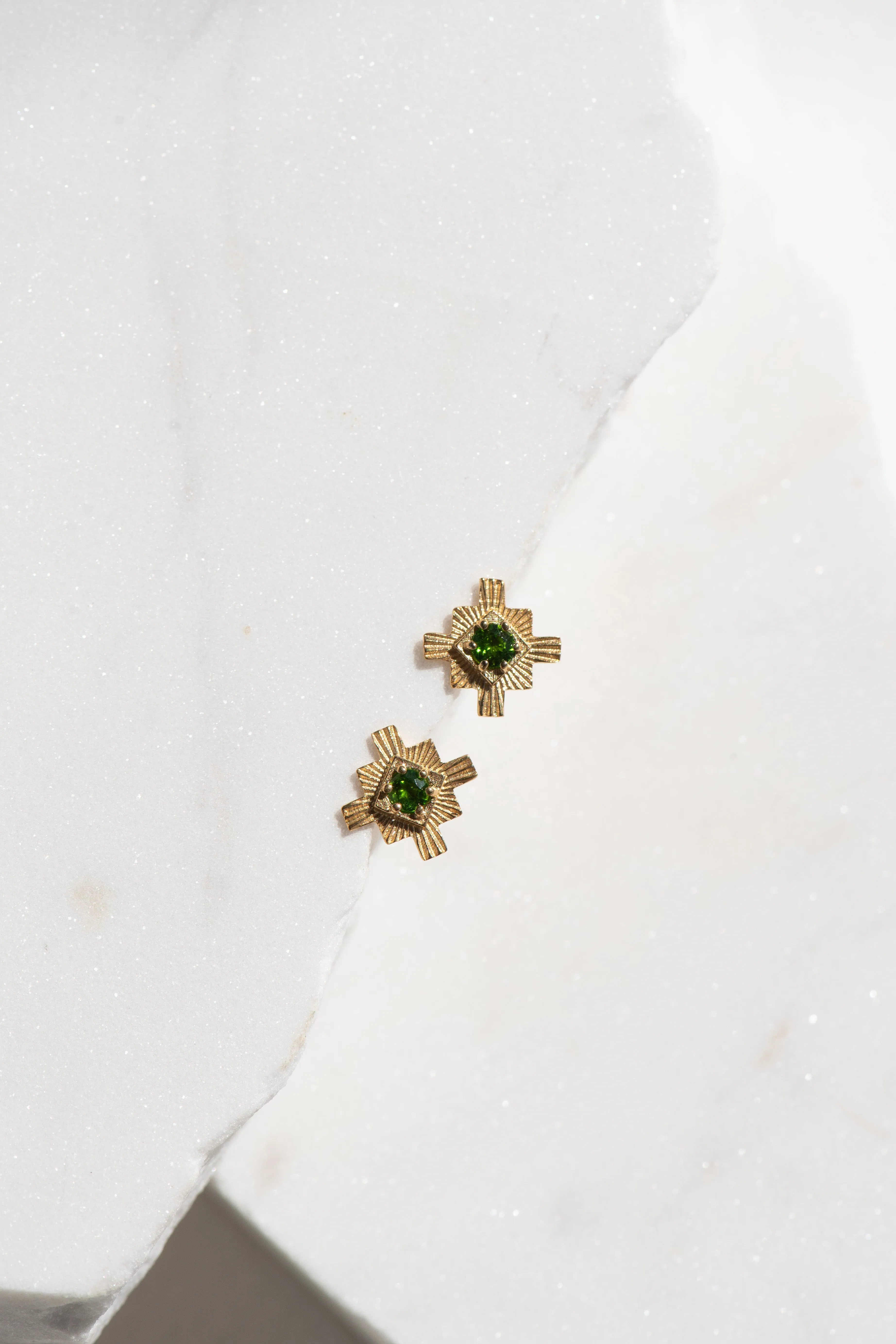 Zoe & Morgan | Inka Studs - Gold/Chrome Diopside sold by Sister & Co product image thumbnail 4