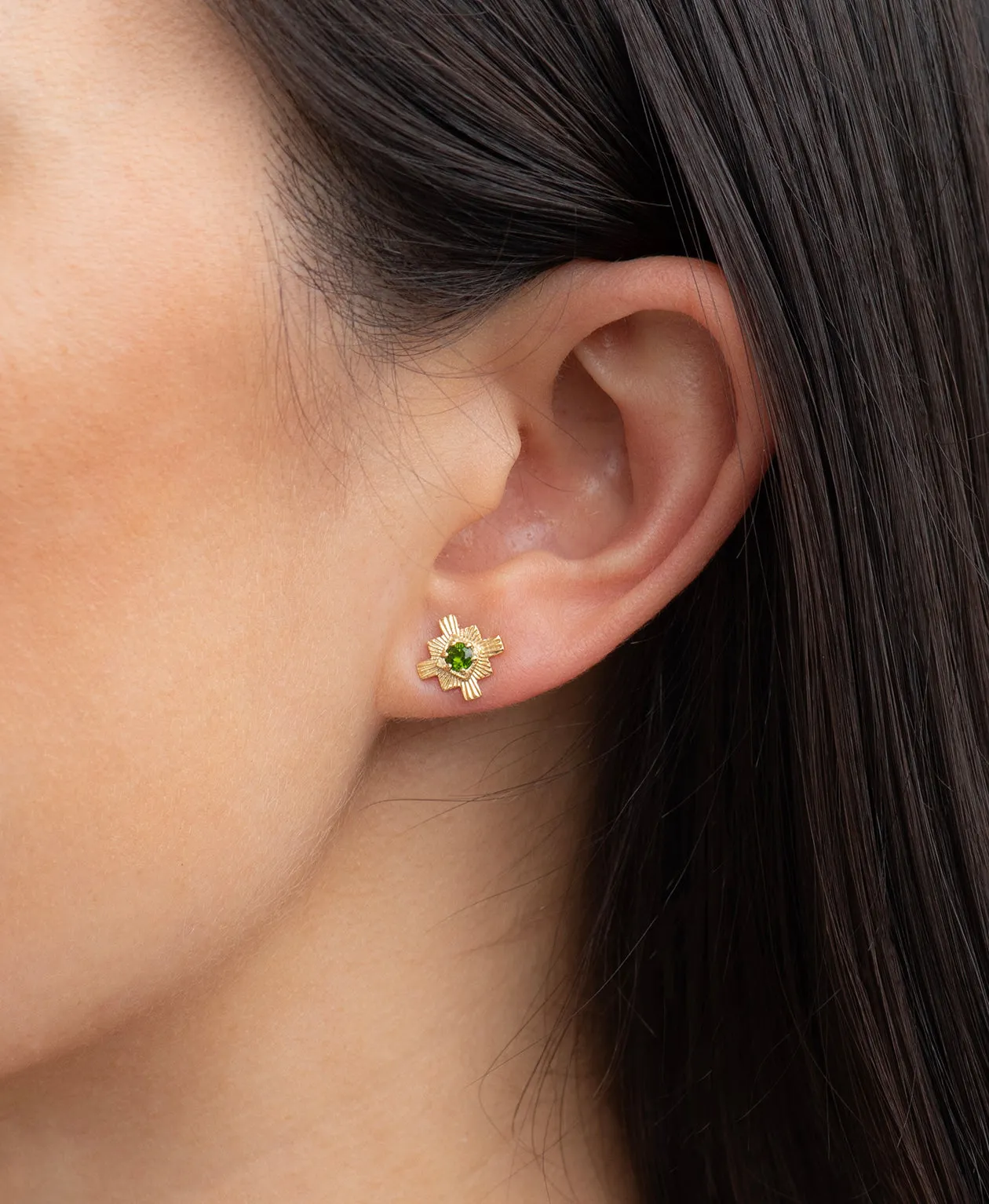 Zoe & Morgan | Inka Studs - Gold/Chrome Diopside sold by Sister & Co product image thumbnail 2