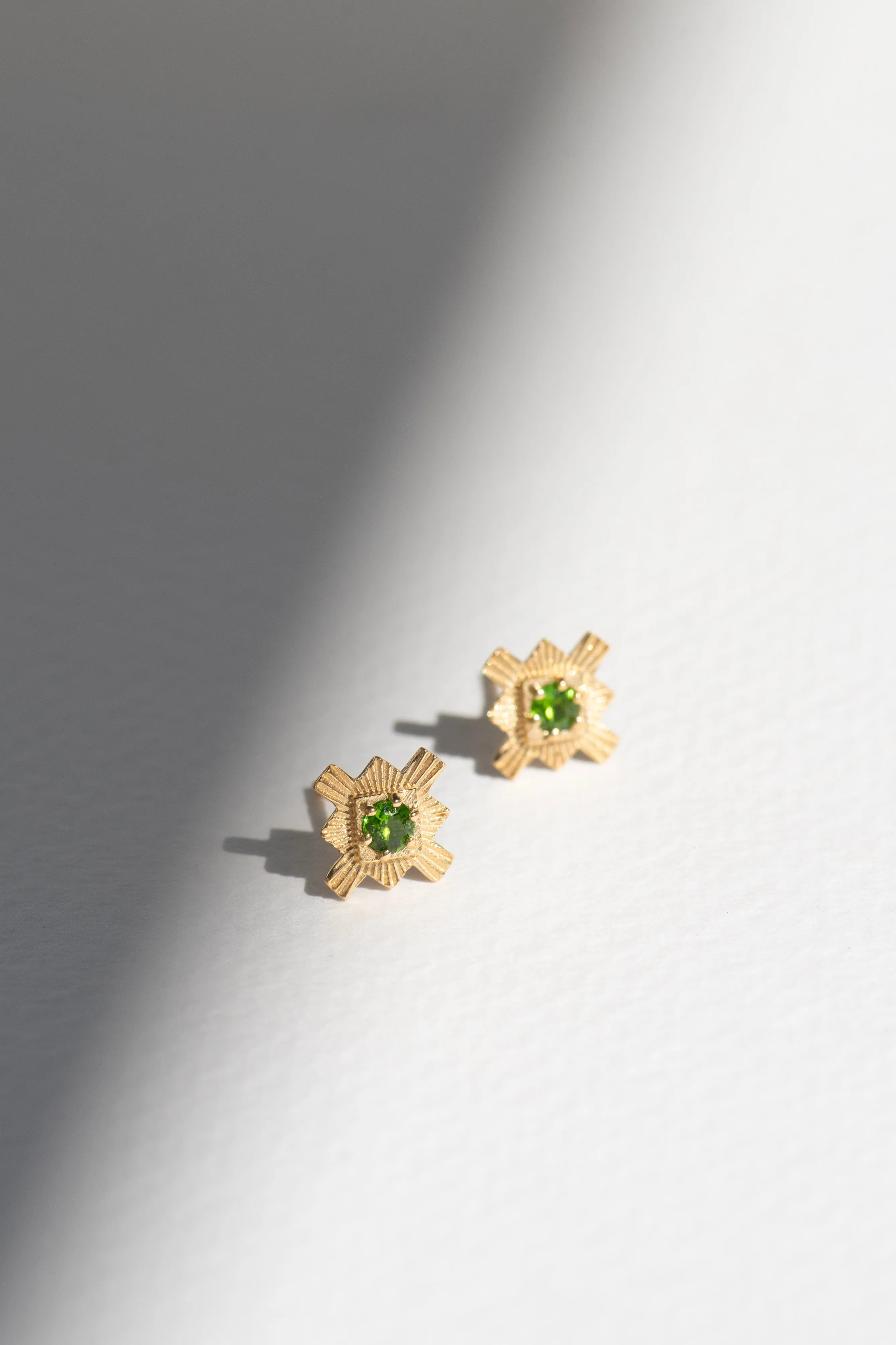 Zoe & Morgan | Inka Studs - Gold/Chrome Diopside sold by Sister & Co product image thumbnail 3