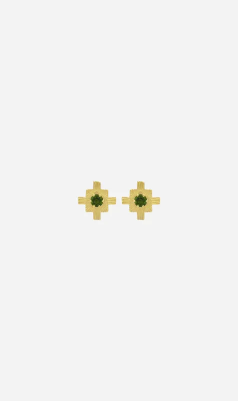 Zoe & Morgan | Inka Studs - Gold/Chrome Diopside made by Sisters & Co