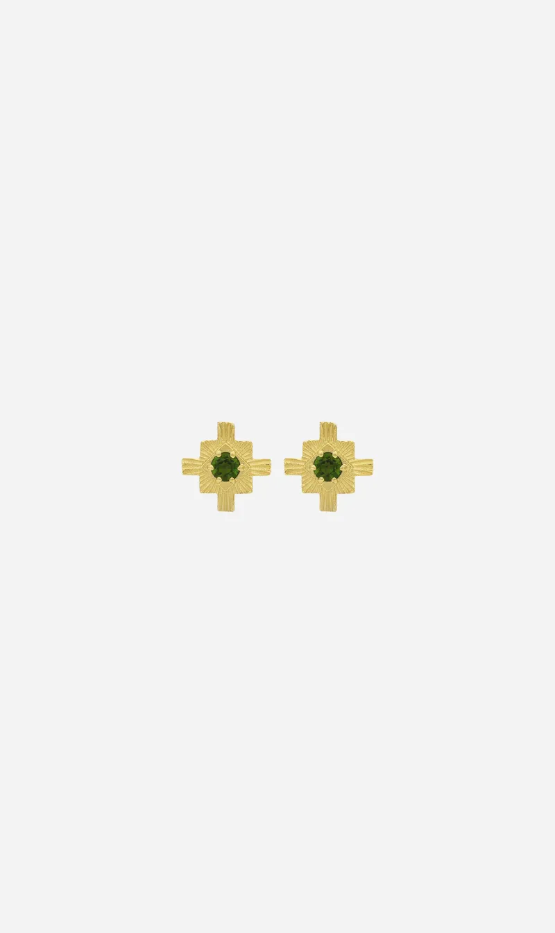Zoe & Morgan | Inka Studs - Gold/Chrome Diopside sold by Sister & Co