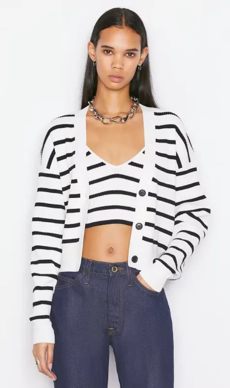 Frame Denim | Relaxed Rib Cardi - Off White Multi made by Frame Denim