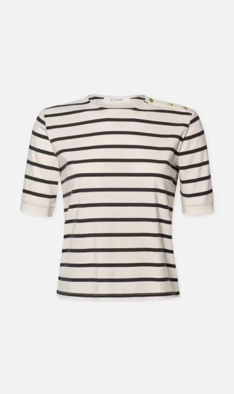 Frame | Button Detail Tee - Navy Multi made by Frame Denim