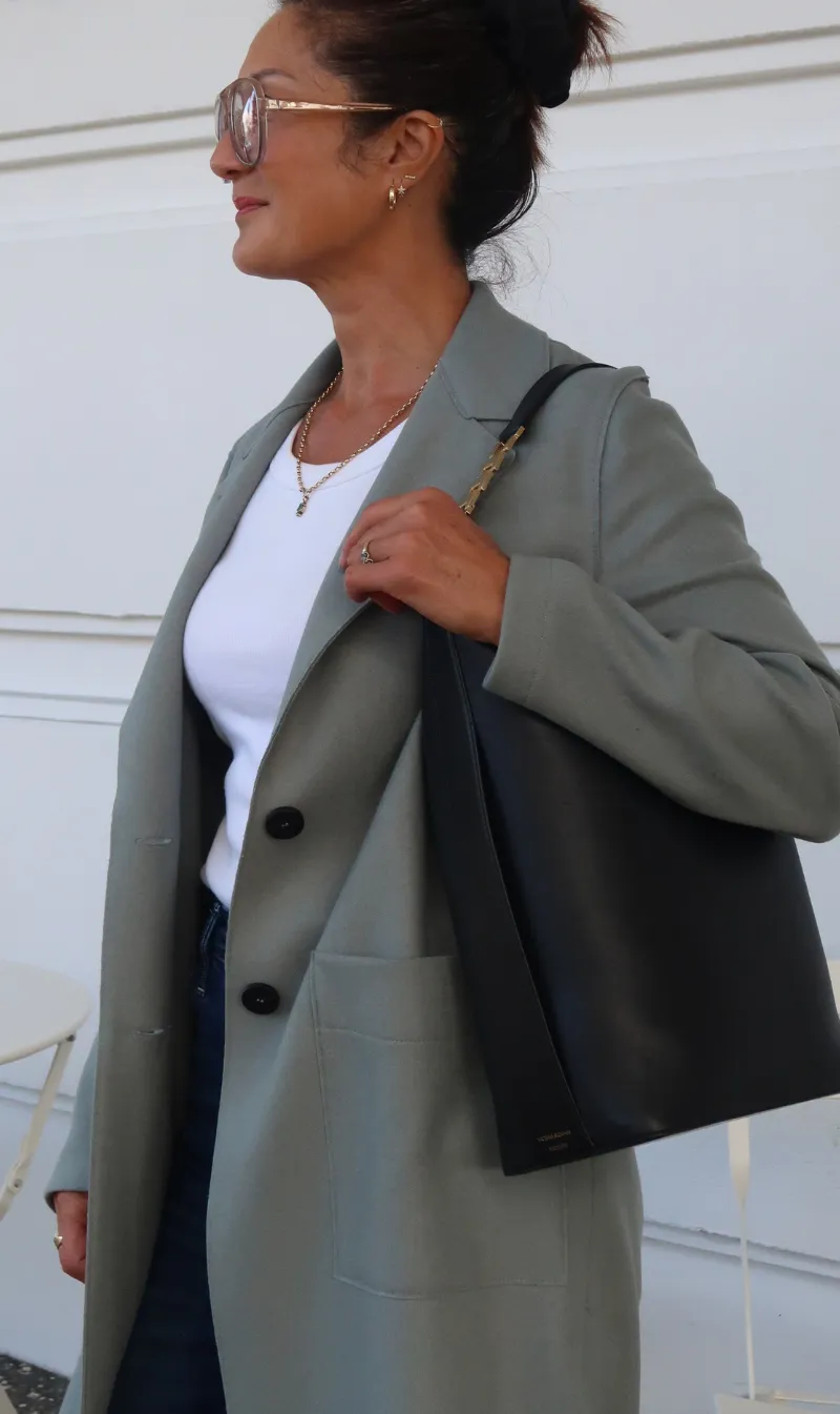 Harris Wharf London | Long Boxy Coat - Sage Green sold by Sister & Co product image thumbnail 2