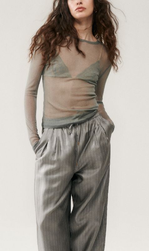 Silk Laundry | Mesh Long Sleeve - Moon sold by Sister & Co