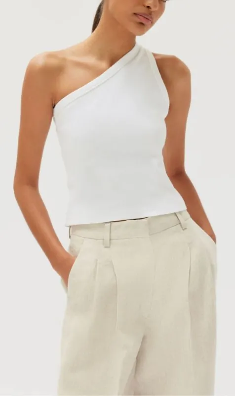 Assembly Label | Asymmetrical Organic Jersey Tank - White sold by Sister & Co