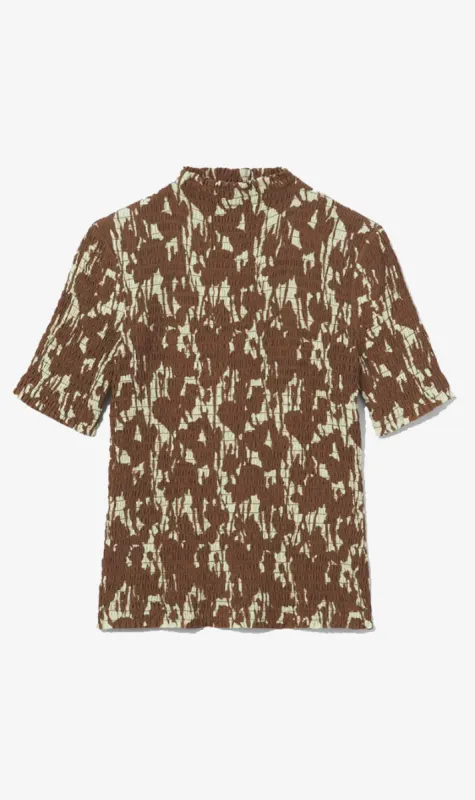 Proenza Schouler | Flou Smocked Top - Buttercream/Coffee sold by Sister & Co