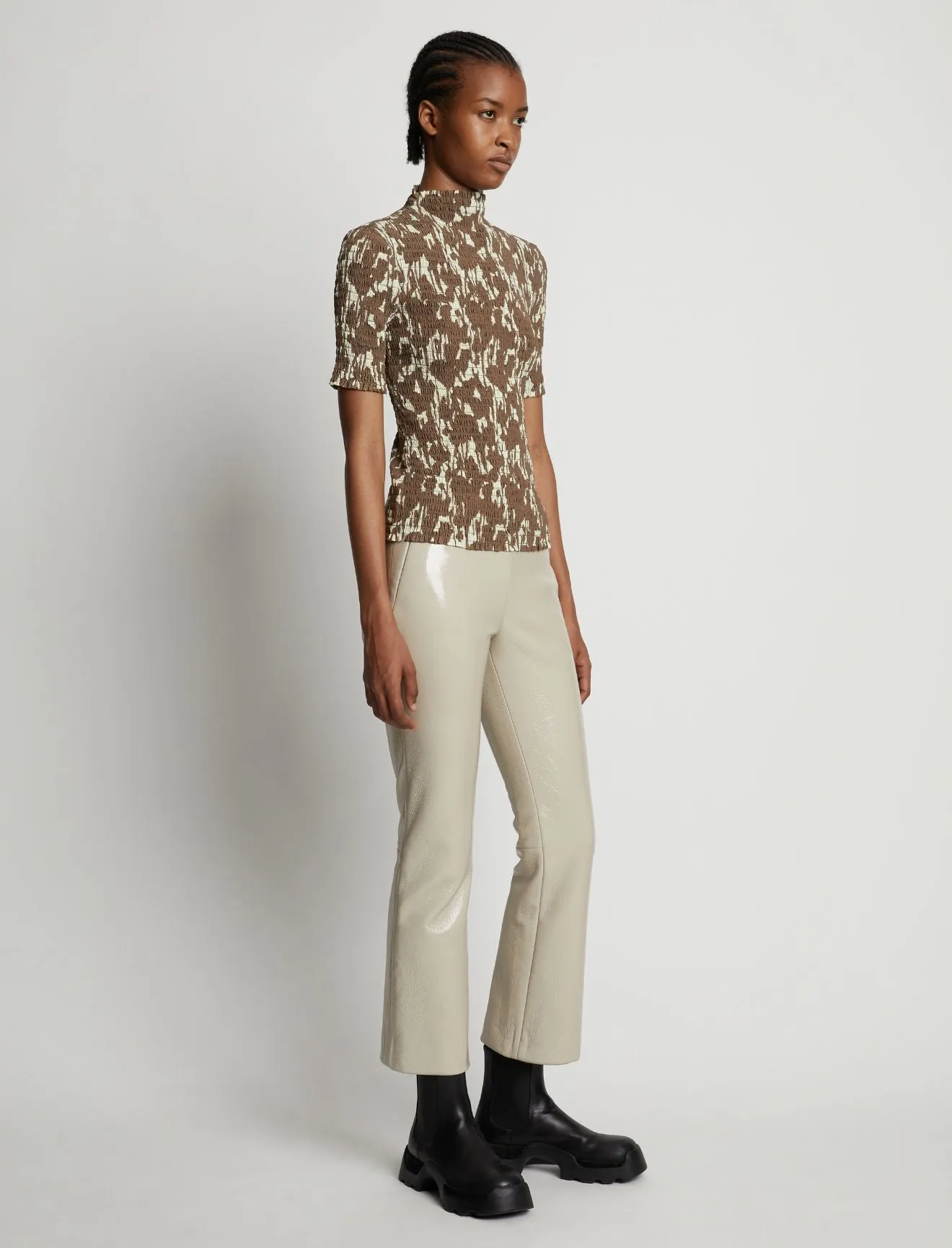 Proenza Schouler | Flou Smocked Top - Buttercream/Coffee sold by Sister & Co product image thumbnail 4