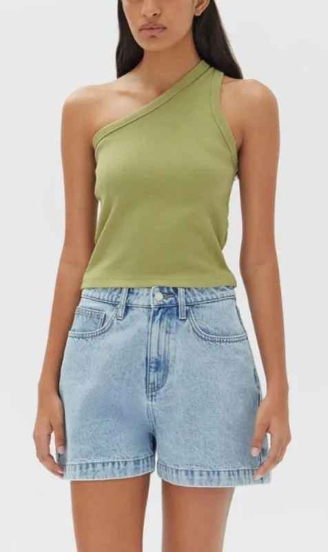 Assembly Label | Asymmetrical Organic Jersey Tank - Agave sold by Sister & Co