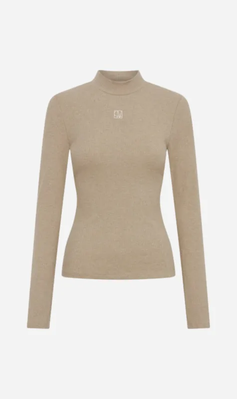 Camilla and Marc | Nora Rib Long Sleeve Top - Almond Marle sold by Sister & Co