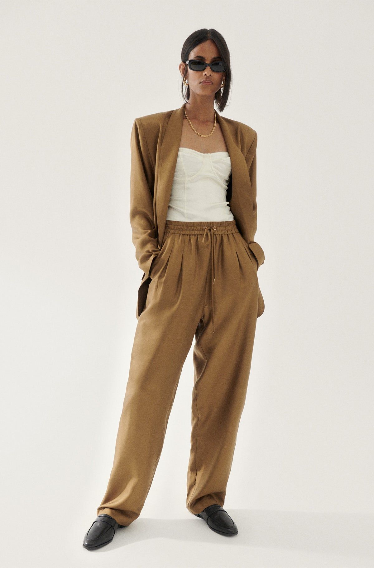 Silk Laundry | Twill Slouch Pants - Kangaroo sold by Sister & Co product image thumbnail 2