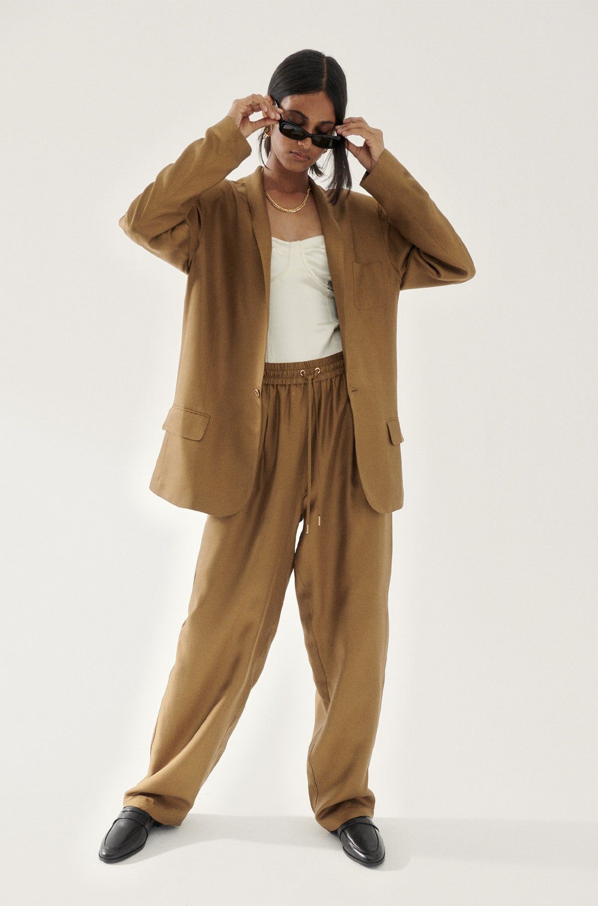 Silk Laundry | Twill Slouch Pants - Kangaroo sold by Sister & Co product image thumbnail 3