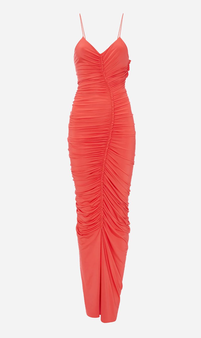 Victoria Beckham | Ruched Fitted Dress - Coral sold by Sister & Co