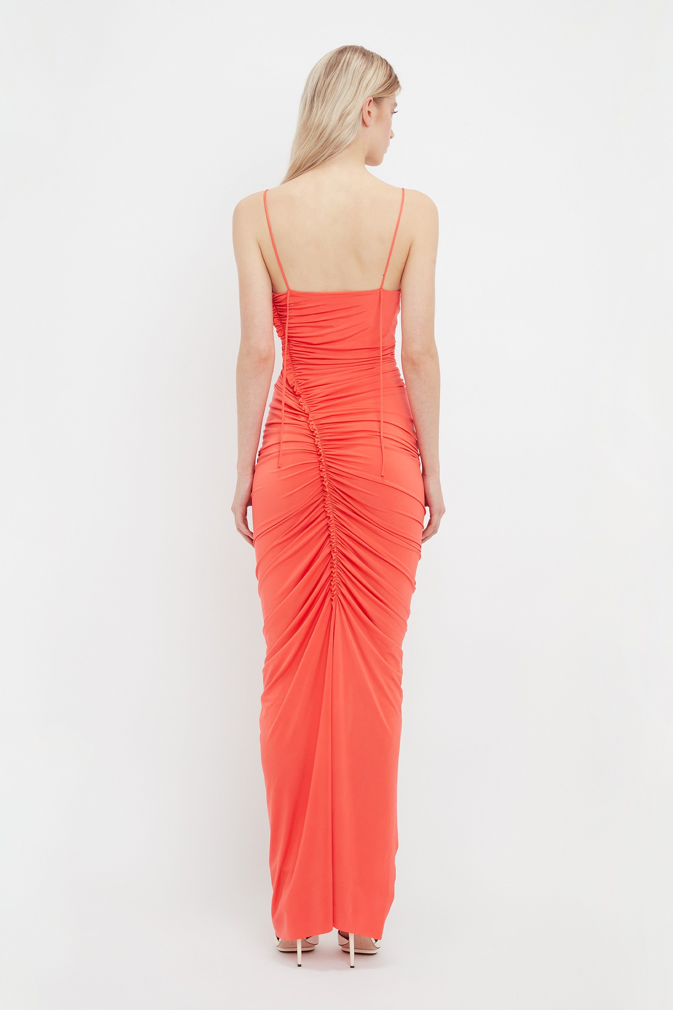 Victoria Beckham | Ruched Fitted Dress - Coral sold by Sister & Co product image thumbnail 5