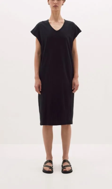 Bassike | High V Boxy T.Shirt Dress - Black sold by Sister & Co