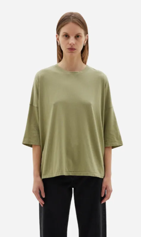 Bassike | Slouch Side Step Short Sleeve T.Shirt - Sage Green sold by Sister & Co