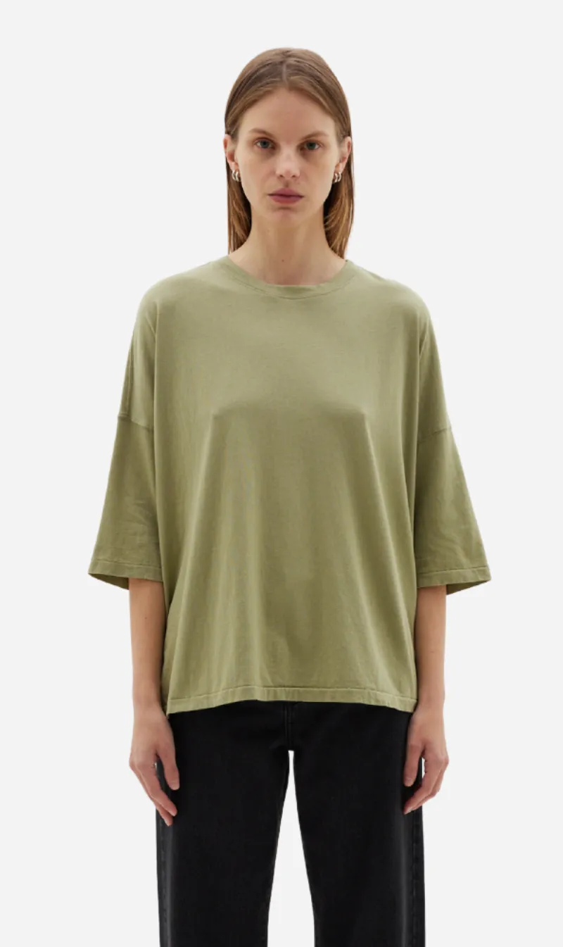 Bassike | Slouch Side Step Short Sleeve T.Shirt - Sage Green sold by Sister & Co