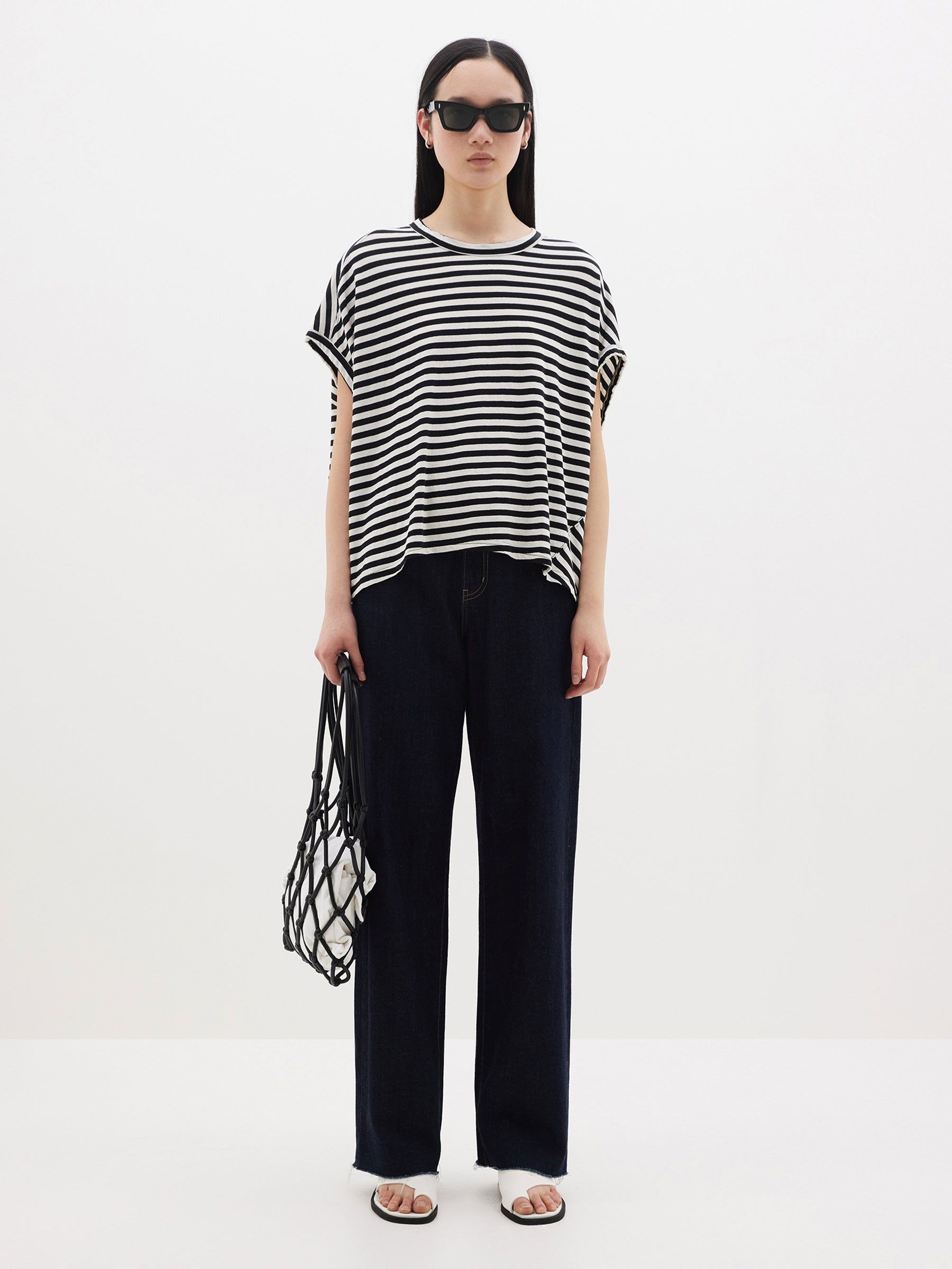 Bassike | Stripe Slouch Circle Tank - Undyed/Black sold by Sister & Co product image thumbnail 2