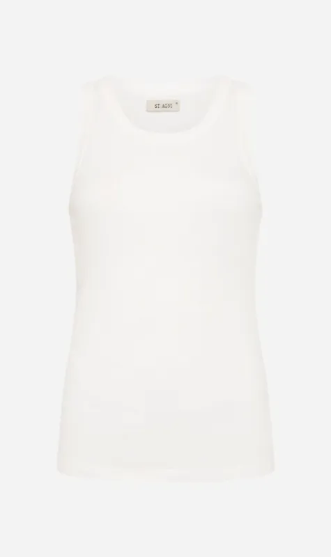 St Agni | Organic Cotton Singlet - White sold by Sister & Co