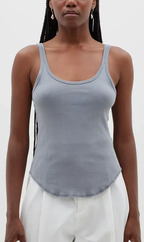 Bassike | Slim Scoop Rib Tank - Dove Grey sold by Sister & Co