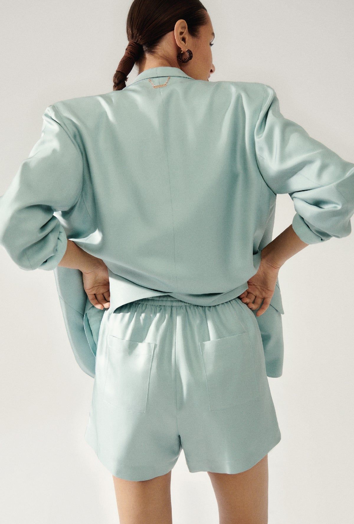 Silk Laundry | Twill Slouch Shorts - Mist sold by Sister & Co product image thumbnail 3