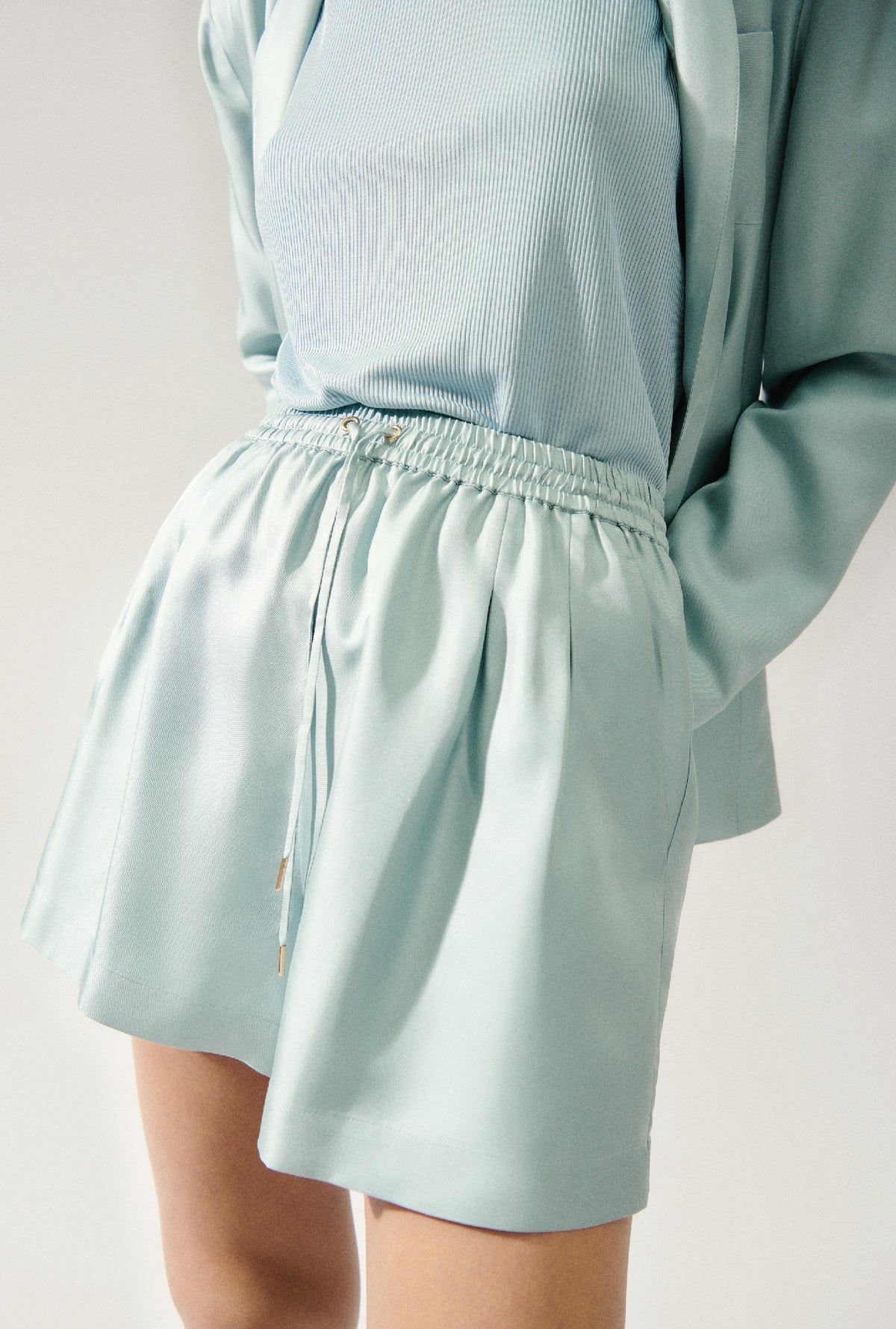 Silk Laundry | Twill Slouch Shorts - Mist sold by Sister & Co product image thumbnail 2