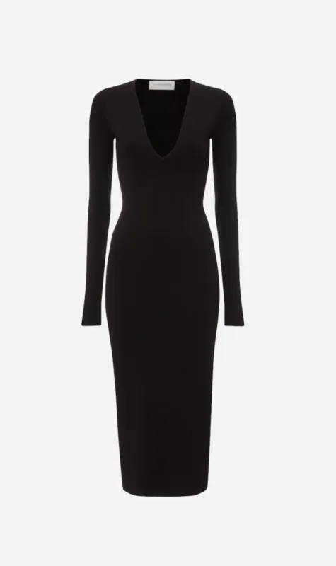 Victoria Beckham | VB Body Deep Vee Midi - Black sold by Sister & Co