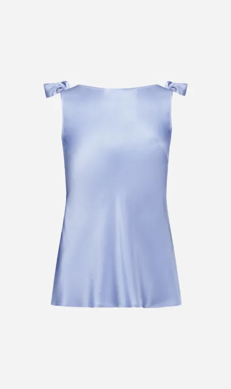 Caitlin Crisp | Wilmer Singlet - Sky Blue Silk sold by Sister & Co