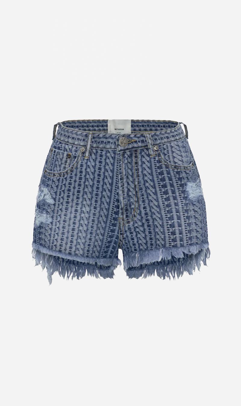 One Teaspoon | On Repeat Le Wolves Mid Denim Short - Dark Blue sold by Sister & Co