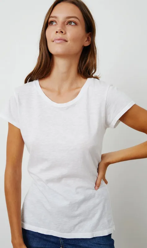 Velvet | Odelia Cotton Slub Crew Neck Tee - White sold by Sister & Co