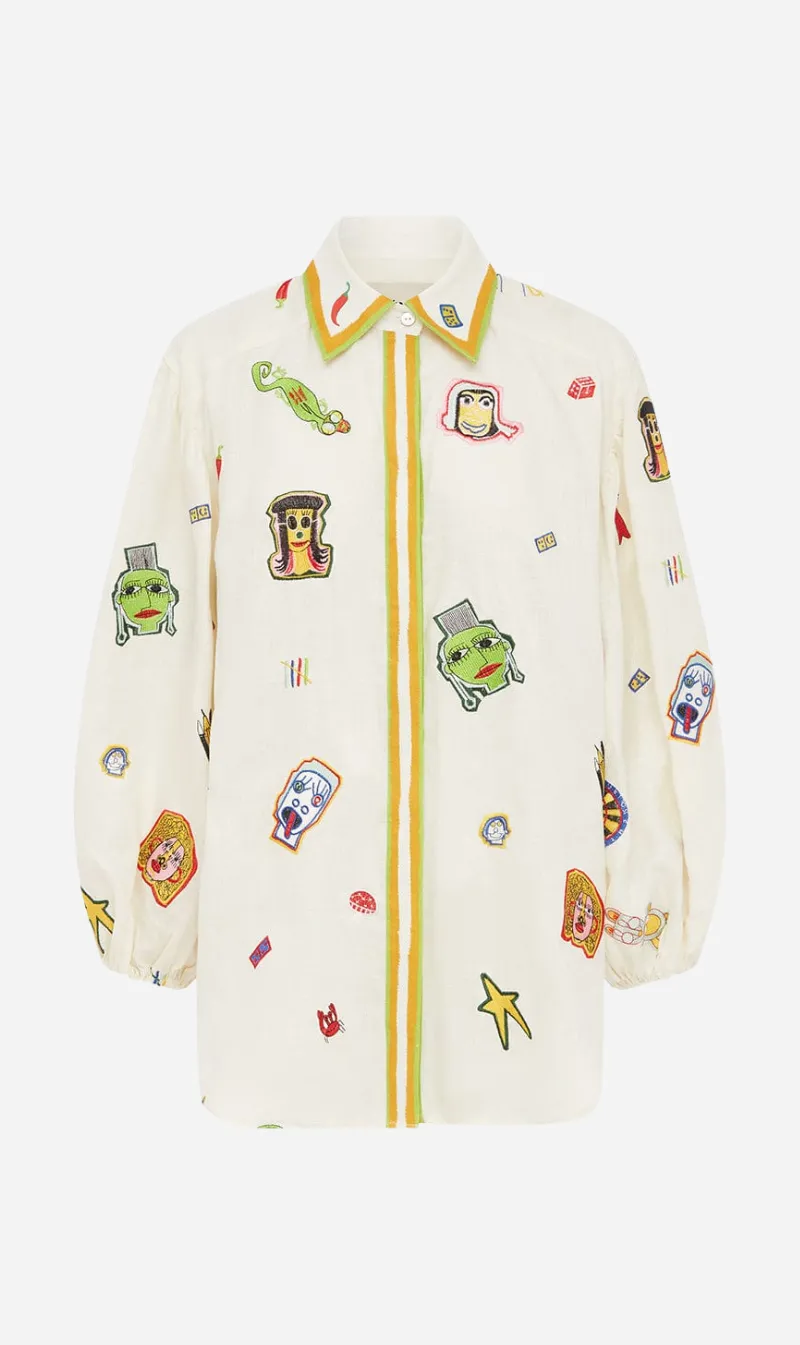 Alemais | Checkers Embroidered Shirt sold by Sister & Co