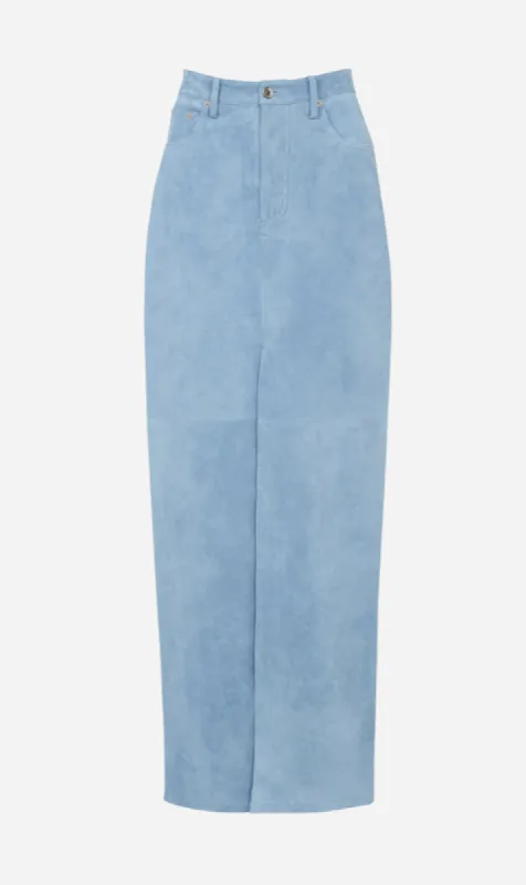 Ducie | Chicago Suede Skirt - Sky Blue sold by Sisters & Co