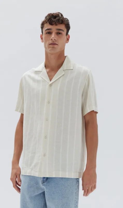 Assembly Label | Theo Short Sleeve Shirt - Sand Stripe sold by Sister & Co