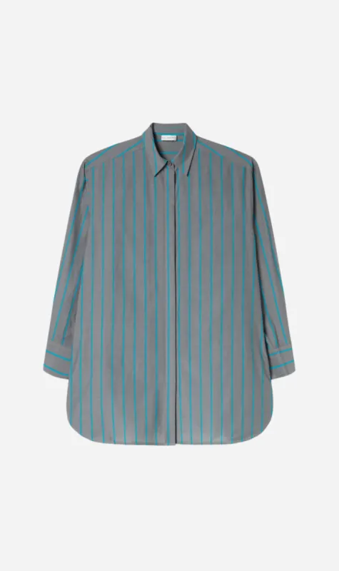Silk Laundry | Cotton Silk Morning Shirt - Oxygen Stripe sold by Sister & Co