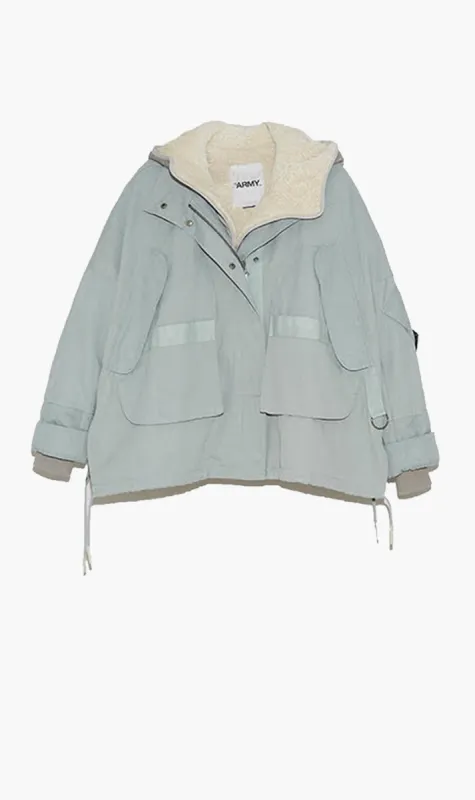 Yves Salomon | Cotton Lamb Parka - Mercury/Limestone sold by Sister & Co
