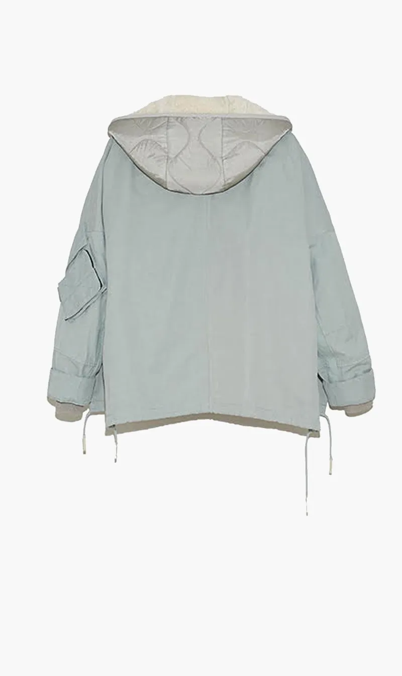 Yves Salomon | Cotton Lamb Parka - Mercury/Limestone sold by Sister & Co product image thumbnail 2