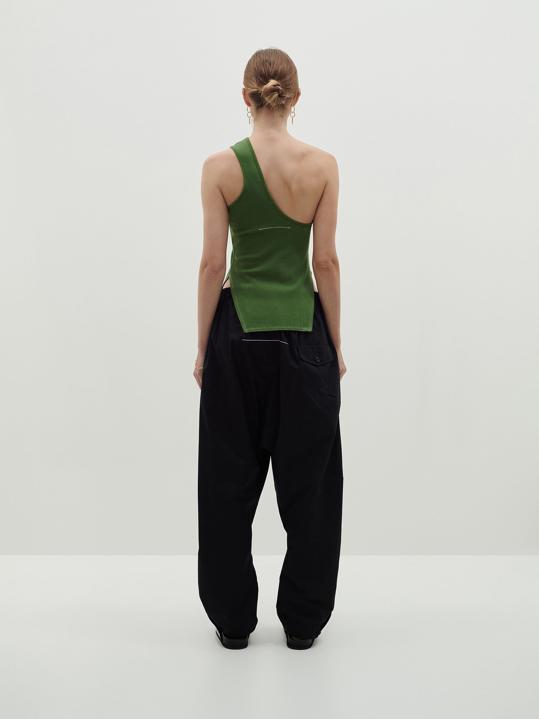 Bassike | Open Back One Shoulder Tank - Basil sold by Sister & Co product image thumbnail 4