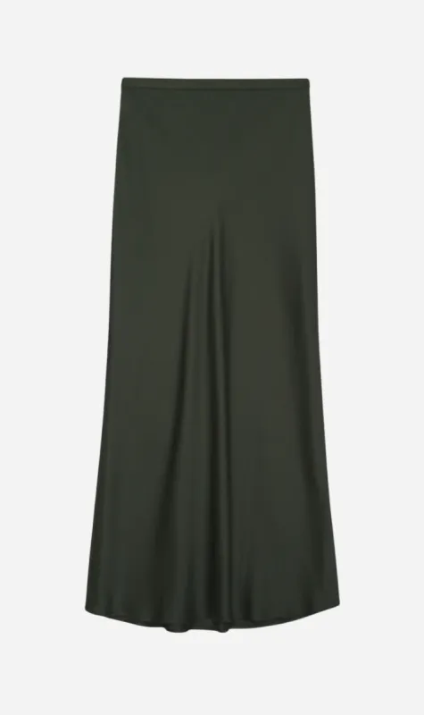 Anine Bing | Bar Silk Skirt - Dark Olive sold by Sister & Co