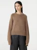Bassike | Distressed Cuff Crew Knit - Brown Melange sold by Sister & Co