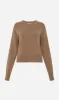 Bassike | Distressed Cuff Crew Knit - Brown Melange sold by Sister & Co